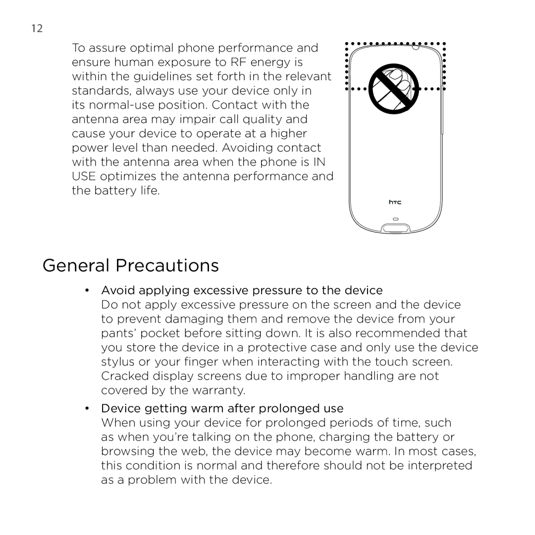 HTC 200 manual General Precautions, 12  